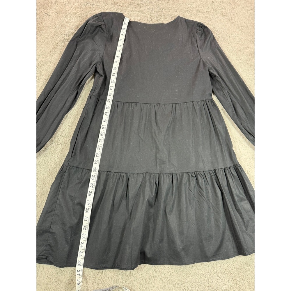 NWOT Joie Black Tiered Dress Long Sleeve Cotton Blend Mini Casual S Whimsigoth - Picture 6 of 6